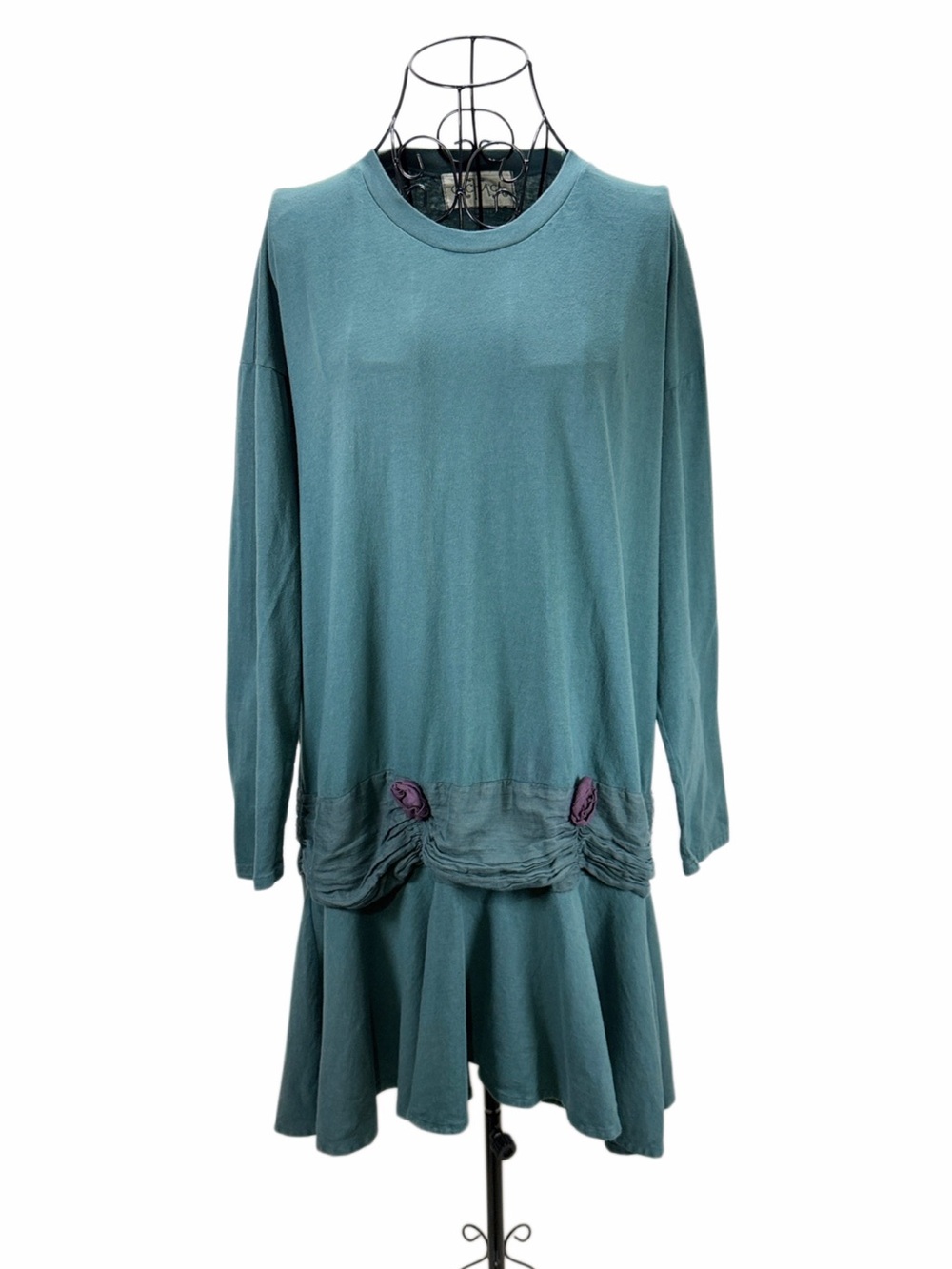 Cachaca Teal Cotton Lagenlook Tunic Size 1 Made USA